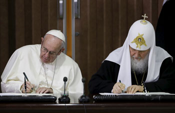 Le Pape François avec le patriarche Kyrill.