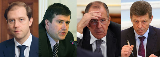 Denis Manturov, Alexander Konovalov, Sergeï Lavrov et Dmitri Kozak