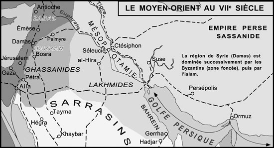 Carte du Moyen-Orient au VIIe siècle