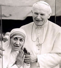 Mère Teresa et Jean-Paul II à Calcutta en 1986.
