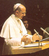 Paul VI devant l'assemblée générale de l'ONU, le 4 octobre 1965.