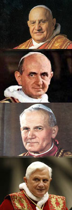 Jean XXIII, Paul VI, Jean-Paul II et Benoît XVI