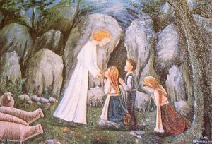 L'Ange de l'Eucharistie donne la communion aux voyants de Fatima L'Ange de l'Eucharistie donne la communion aux voyants de Fatima