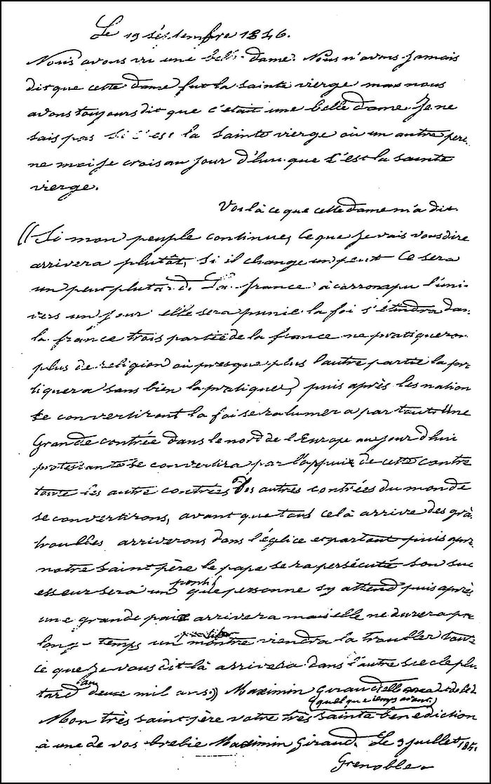 Fac similé, le secret de Maximin.