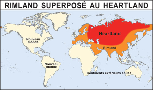 Carte : Le Rimland superposé au Heartland