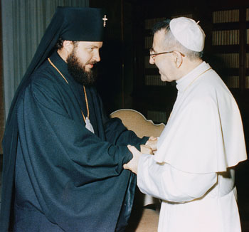 Le patriarche Nikodim avec Jean-Paul Ier le 5 septembre 1978.